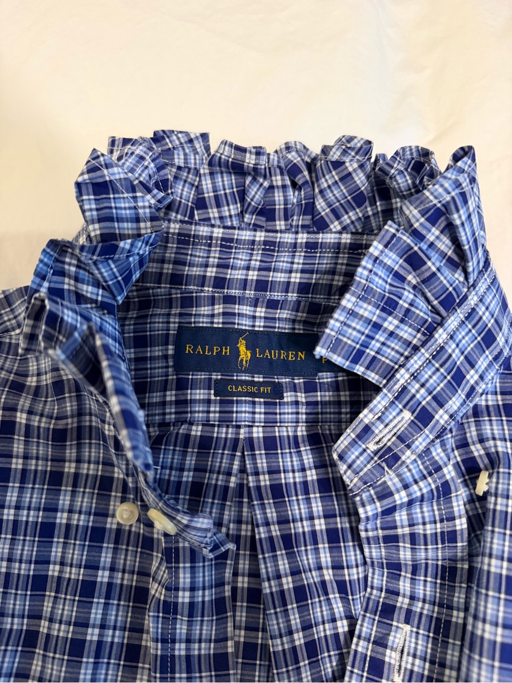 Ralph Lauren Upcycled Ruffle neck button down - Picture 5 of 6
